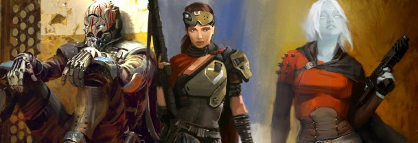 Destiny - Les races : De gauche a droite : Exo (robot), humain et Éveillé. 