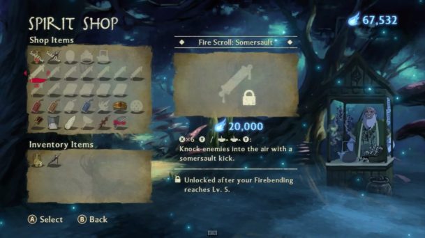 la-legende-de-korra La boutique ou vous pourrez acheter divers objets voire combos pour Korra.